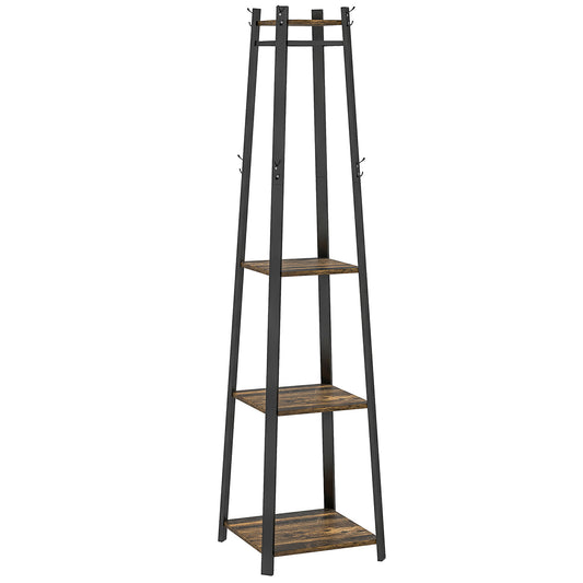 HOMCOM Compact Freestanding Coat Rack - Black/Brown
