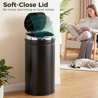 HOMCOM 42L Automatic Motion Sensor Rubbish Bin with Fingerprint Resistant, Stainless Steel, Black