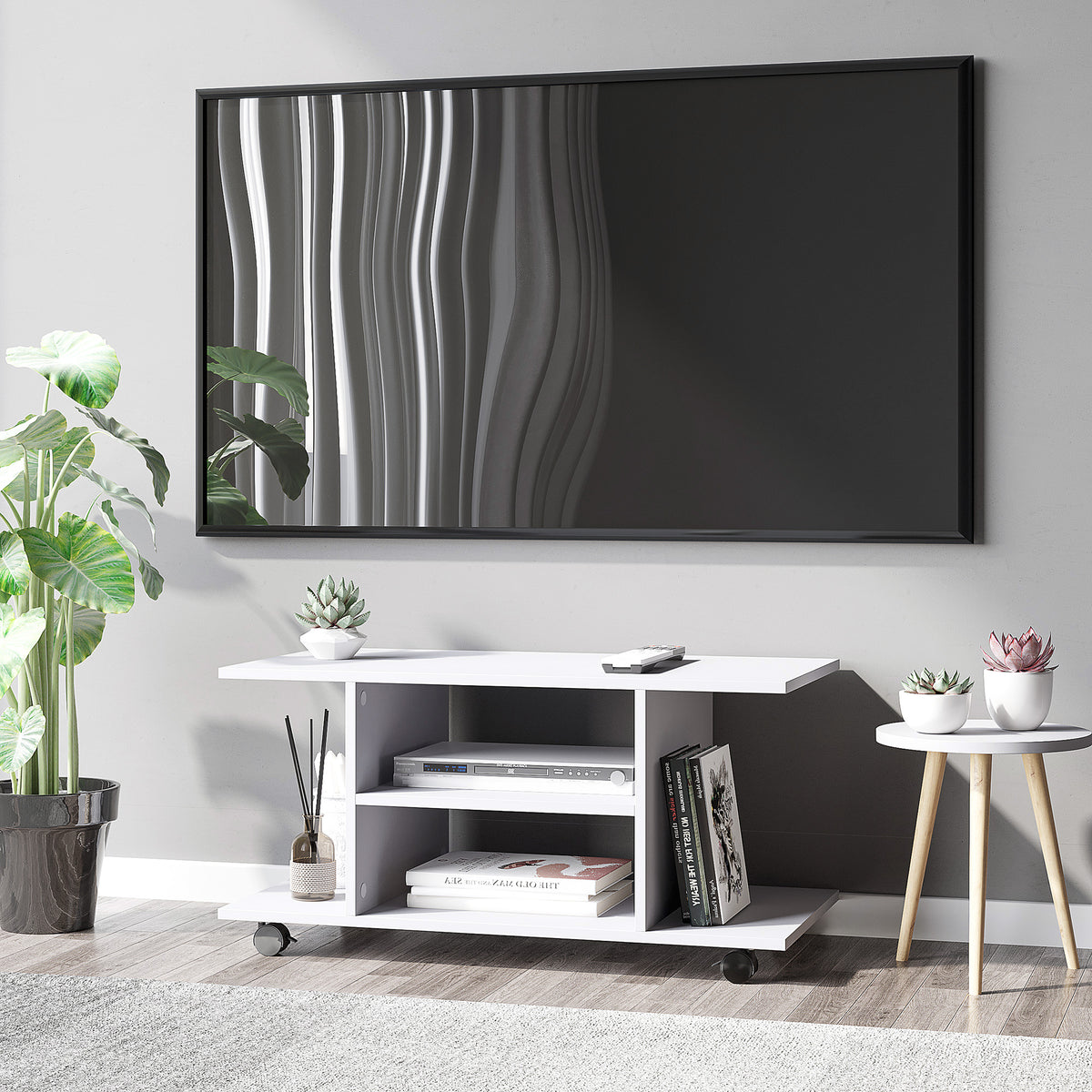 HOMCOM Modern TV Cabinet Stand in White