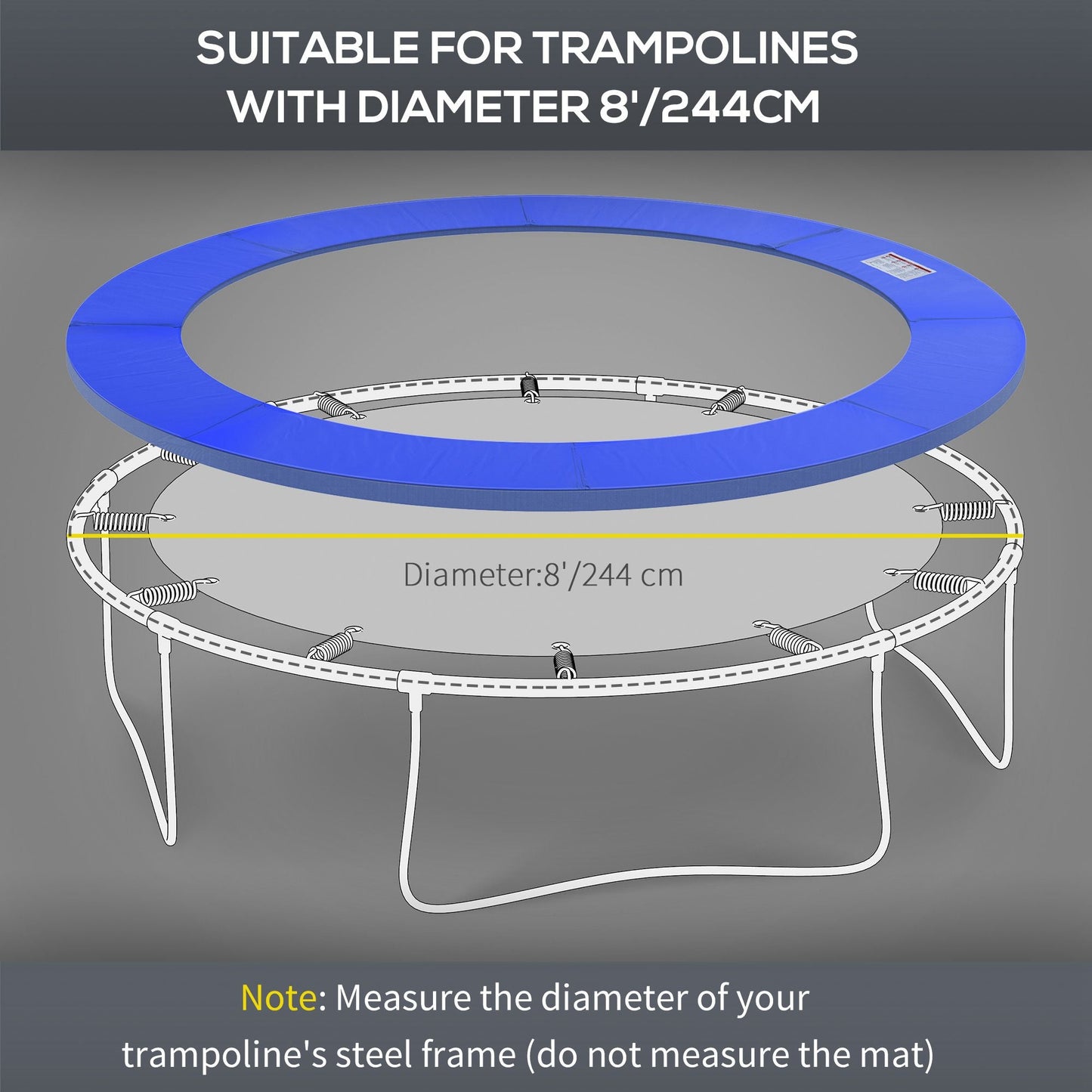 HOMCOM a244cm Trampoline Pad Pads Replacement Trampoline Accessories Safety Surround Pads Padding - 8ft Blue