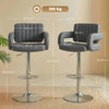 HOMCOM Bar Stools Adjustable Swivel Kitchen Chairs with Backrest Armrest Set of 2 PU Leather Grey