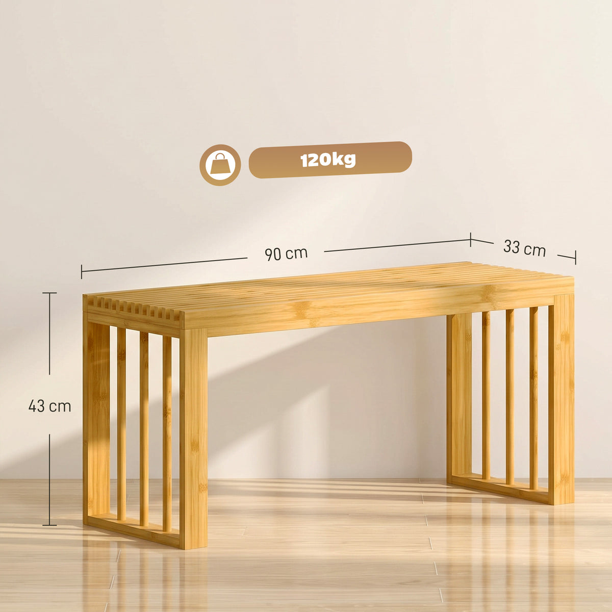 HOMCOM 90 cm Bamboo Shoe Bench in a Natural Wood Finish