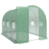 Outsunny 2 x 3 m Walk-in Polytunnel Greenhouse with Hinged Door and 6 Roll Up Mesh Windows, Garden Tunnel Warm House Tent, Green