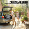 Outsunny Folding Garden Chairs Set of 2, Foldable Garden Dining Chairs with High Back, Armrests, Texteline Seat, Light Grey