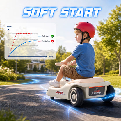 AIYAPLAY 12V Electric Wiggle Car with Pedal in White