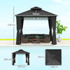 Outsunny 3 x 3 (m) Outdoor Polycarbonate Gazebo, DoubleÂ Roof Hard Top Gazebo withÂ Galvanised Steel Frame, NettingsÂ &Â Curtains for Garden, Lawn, Patio and Deck, Dark Grey