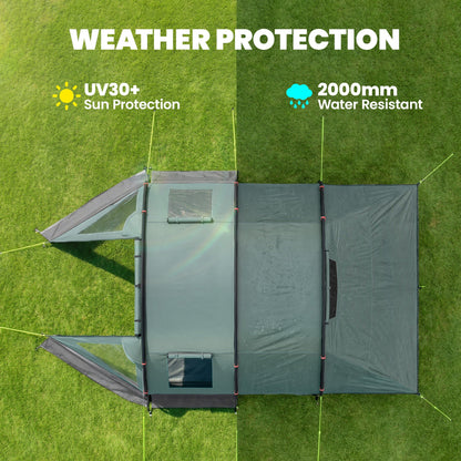Outsunny Two Room Tunnel Tent Camping Tent for 3 Man with Windows, Covers, Carry Bag, for Fishing, Hiking, Sports, Green