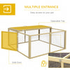 PawHut Wooden Folding Rabbit Hutch, for 2-3 Rabbits - Natural Wood