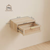 HOMCOM Floating Bedside Tables Set of 2, Wall Mounted Bedside Cabinets with Rattan Drawer and Wood Effect, Oak