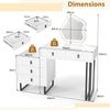 Vanity Desk with Mirror and Lights 3 Lighting Modes Adjustable Brightness-White