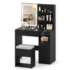 Vanity Desk with Mirror and Lights Dressing Table with Charging Station-Black