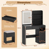 Vanity Desk with Mirror and Lights Dressing Table with Charging Station-Black