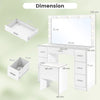 Vanity Desk with Mirror and Lights Makeup Table Set with Storage Stool-White