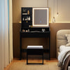 Vanity Desk Set with Built-in Charging Station and Storage Drawers-Black