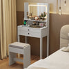 Vanity Desk with Power Outlets and 3 Color Lighting Modes for Bedroom-White