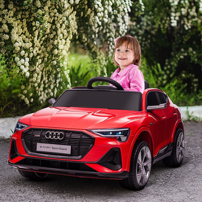 HOMCOM Audi E-tron مرخصة، 12 فولت، سيارة ركوب كهربائية للأطفال، سيارة كهربائية للأطفال، مع جهاز تحكم عن بعد للوالدين، أضواء وموسيقى MP3، عجلات تعليق، لعمر 3-5 سنوات، أحمر