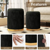 Velvet Storage Ottoman Set of 2 with Gold Stainless Steel Hoop-Black
