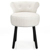 Velvet Vanity Chair with Tufted Low Back and Solid Wood Legs-White