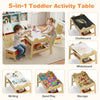 Versatile Kids Table and 2 Chairs Set Wooden Activity Table with Detachable Double-sized Tabletop for boys and girls-Natural