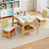 Versatile Kids Table and 2 Chairs Set Wooden Activity Table with Detachable Double-sized Tabletop for boys and girls-Natural