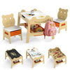 Versatile Kids Table and 2 Chairs Set Wooden Activity Table with Detachable Double-sized Tabletop for boys and girls-Natural