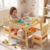 Versatile Kids Table and 2 Chairs Set with Detachable Double-sized Tabletop-Natural
