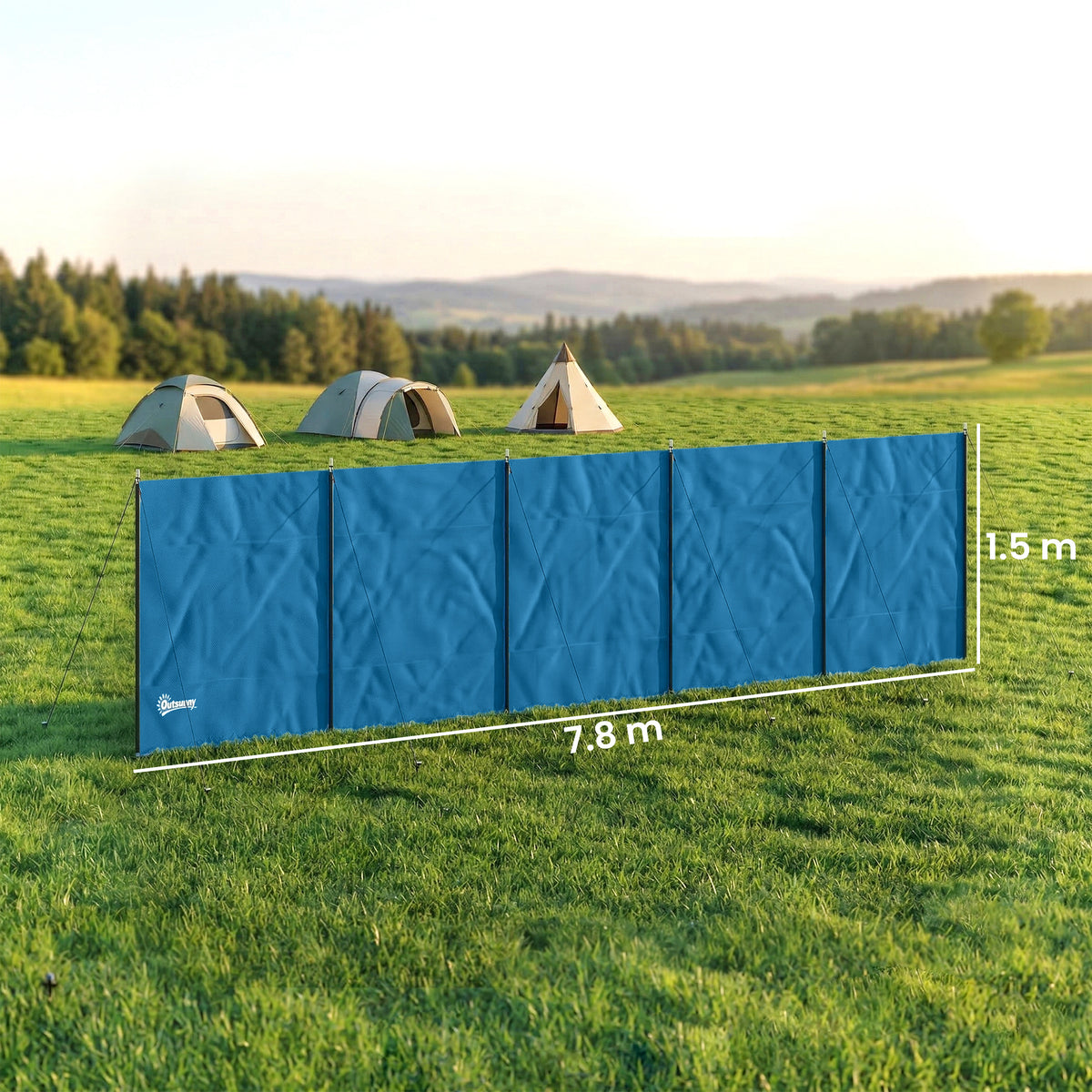 Outsunny Camping Windbreak in Blue