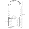 Outsunny Outdoor Garden Arch with Double Gates, Metal Garden Arbor for Climbing Plants, Roses, Vines, Wedding Arch for Outdoor, 125L x 38W x 227H cm, Black