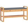 HOMCOM Shoe Bench with 2 Drawers Cushioned Seat Shoe Storage Bench for Hallway 105 cm Natural and Grey