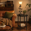 Vintage Nightstand Lamp & Modern Round Side Table Set