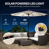Outsunny 2.6 m Garden Parasol Umbrella with LED Solar Light, Parasol Cover, Outdoor Market Patio Umbrella, Cream White