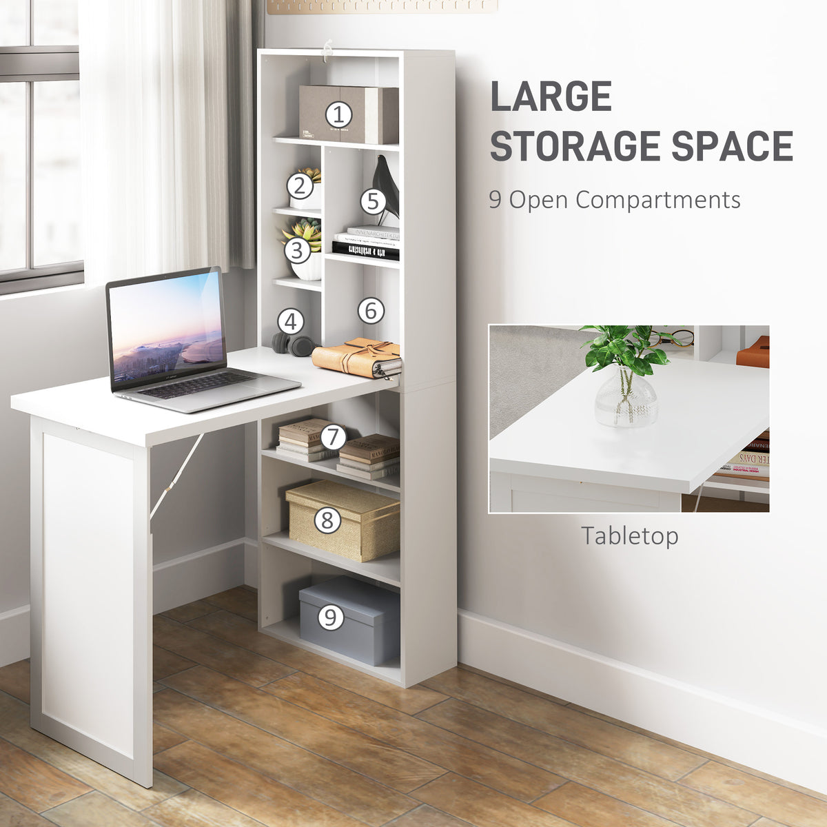 HOMCOM Three-Part Work Desk in White