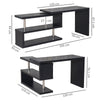 HOMCOM L Shaped Desk with 360Â° Rotating Storage Shelves, Corner Computer Desk, Space Saving Study Table for Home Office, Black