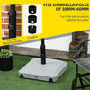 Outsunny Garden Parasol Base Holder, 24kg Water or 30kg Sand Filled, Outdoor Market Umbrella Stand Weight with Wheels and Brakes, Grey