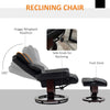 HOMCOM 360Â° Swivel Recliner Chair with Footstool, PU Leather Manual Recliner Armchair with Footstool, Solid Wood Base, Upholstered Reclining Chair for Living Room, Bedroom, Office, Black