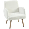 HOMCOM Lounge Chair Velvet Upholstered Armchair with Spring Cushion for Living Room Bedroom Cream White