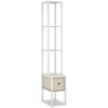 HOMCOM Floor Lamp with Shelves, LED Column Modern Standing Lamp with Fabric Drawer, Adjustable Brightness, Foot Switch for Living Room, Bedroom, Office, White