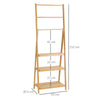 kleankin Freestanding Natural Bamboo Towel Rack with 3 Towel Rails and 3 Storage Shelves, Space-Saving Foldable Towel Holder for Bathroom