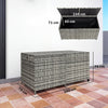 Outsunny 650L Garden Storage Box with 2 Wheels, Rattan Deck Box with Waterproof Zipped Liner, Safe Pneumatic Rods, Mixed Grey
