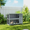 PawHut Rabbit Hutch Outdoor Guinea Pig Hutch Bunny Cage with No-Leak Trays, Divider, 136 x 50 x 93cm, Grey