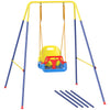 AIYAPLAY 3 in 1 Toddler Swing Set, Folding Child Swing Set with Seat Belt, Adjustable Seat for Outdoor Indoor, Blue