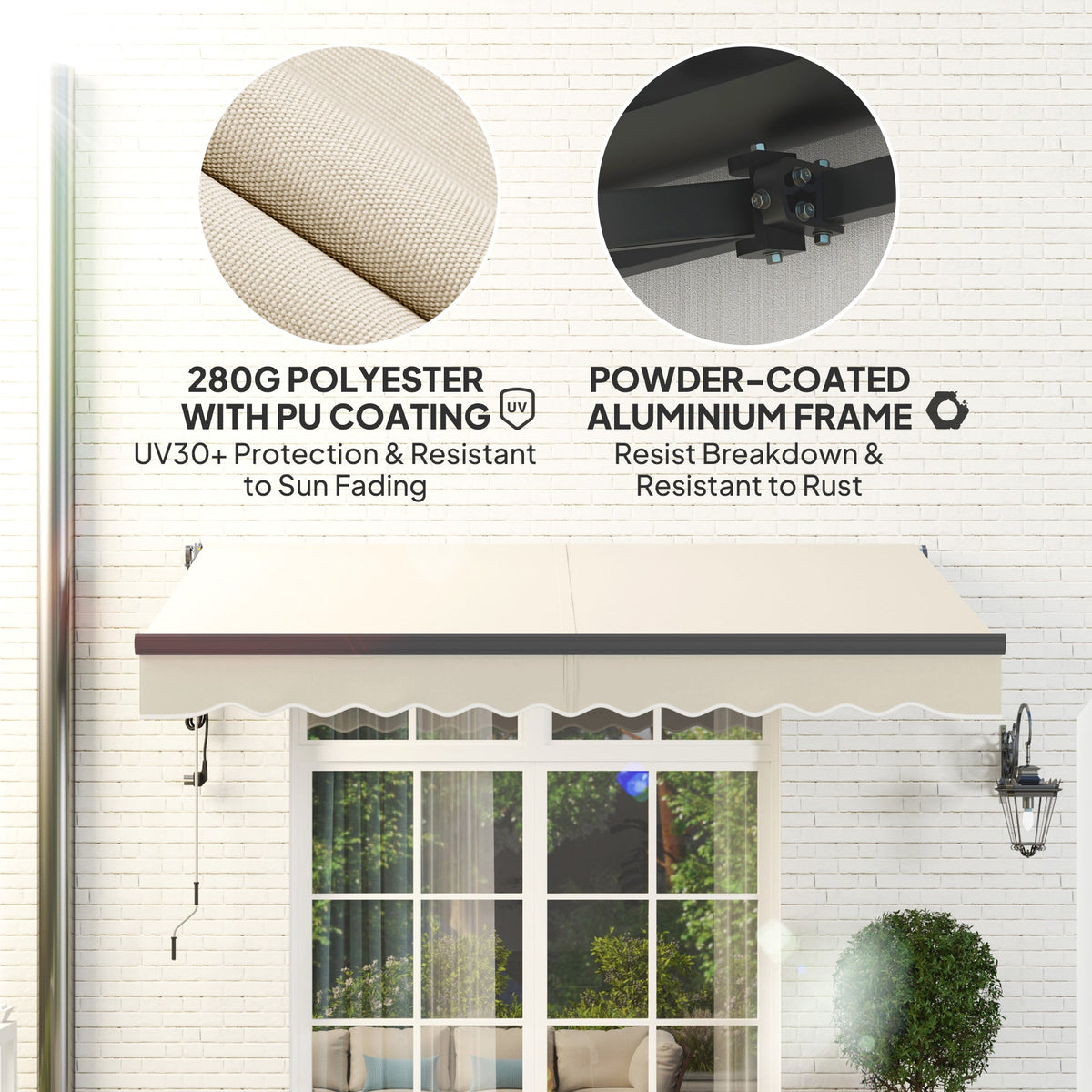 Outsunny 2.5 x 3m Electric/Manual Awning, with Remote - Beige