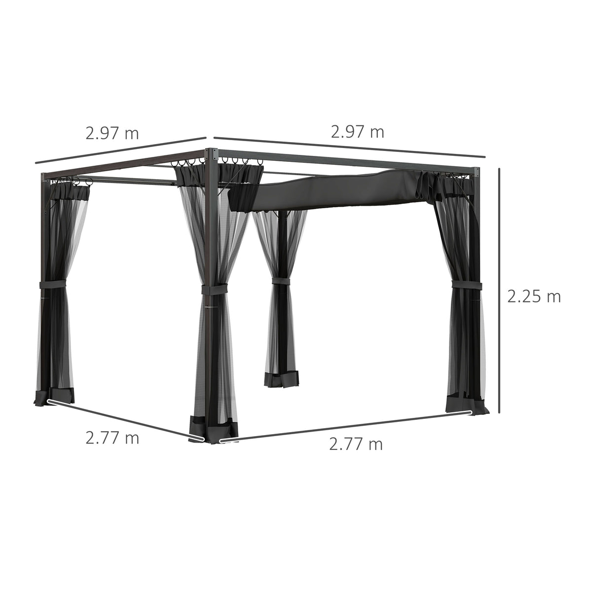 Outsunny Aluminium Frame Pergola in Dark Grey