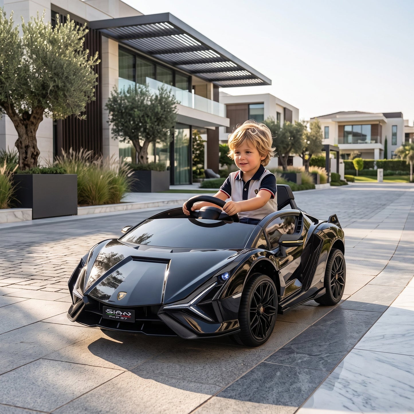HOMCOM Lamborghini Sian Licensed Electric Car for Kids, 12V Kids Electric Ride on Car with Dual Motors, Remote Control, Black