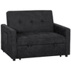 HOMCOM Loveseat Sofa Bed, Convertible Bed Settee with 2 Pillows, Side Pockets, Black