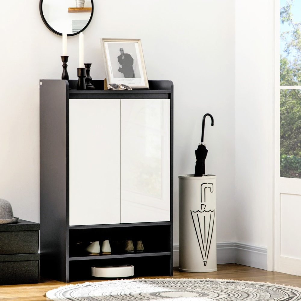 HOMCOM High Gloss Shoe Cabinet in Grey