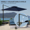 Outsunny Cantilever Parasol with Weighted Base Double Top Garden Parasol Square Hanging Patio Umbrella with Crank Tilt Dark Blue