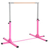 HOMCOM Height Adjustable Gymnastics Horizontal Bar for Kids, Children Junior Kip High Bar Fitness, Pink