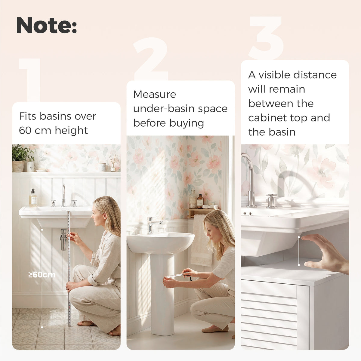 HOMCOM Under Sink Bathroom Cabinet Adjustable Shelf Under Sink Cabinet 2 Louvered Doors, White