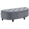 HOMCOM Velvet-Feel Half Circle Storage Ottoman - Dark Grey